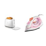 Philips Daily Collection HD2582/00 830-Watt 2-Slice Pop-up Toaster (White) & GC1920/28 1440-Watt Non-Stick Soleplate Steam Iron