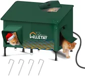 Extra Large Size Heated Cat House for Outside Winter,Weatherproof Outdoor Cat Shelter with Safe Escape Door and Roof Window, Insulated & Elevated Warm Cat Shelter for Feral Cat Multiple Stray Kitty