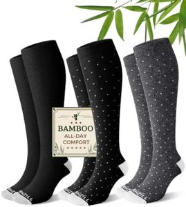 NEWZILL Bamboo Viscose Compression Socks for Women & Men 15-20 mmHg 3 Pairs