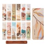 Folkulture Incense Sticks Gift Set - Pack of 12 Insenses (240 Sticks) with Insence Holder - Lavender, Eucalyptus, Sandalwood, Jasmine, Oud, Palo Santo, Rose and More - Organic Inscent (Wellness)