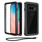 Beeasy Samsung S10 4G 6.1inch Case IP68 Waterproof Built-in Screen Protector, Galaxy S10 4G Case Front and Back Full Body Shockproof, S10 Case Heavy Duty Protective S10 Cover Black