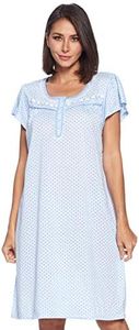 Casual Nights Women's Short Sleeve Polka Dot And Lace Nightgown - Blue - X-Large