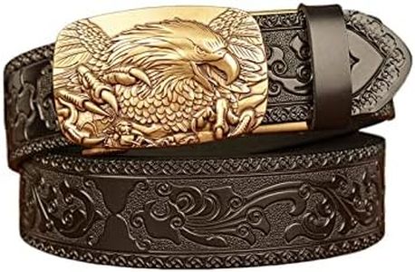 WRJAHCG Cintura da uomo, cintura di jeans occidentale, cintura in vera pelle con fibbia ad aquila in puro rame per cintura di jeans di personalità da donna,Nero,130CM/51.2''