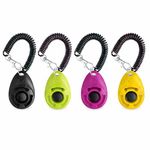 Dog Training Clicker with Wrist Strap - OYEFLY Durable Lightweight Easy to Use, Pet Training Clicker for Cats Puppy Birds Horses. Perfect for Behavioral Training 4-Pack (4colour)