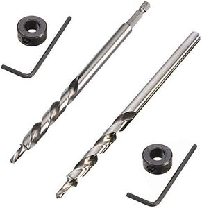 Saipor - Set di 2 punte da trapano 9,5 mm (3/8") con gambo esagonale 1/4" e rotondo ricambio per trapano, tappo profondità Colla Kreg manuale foro tascabile Jig System Grill Utensili