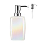 Luxspire Hand Soap Dispenser, 335ML Lotion Dispenser Bottle Refillable Ceramic Soap Dispenser Liquid Pump Bottles with 2 Pump, Kitchen Dish Liquid Soap Dispenser for Bathroom Decor Sink Kitchen, Laser