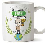 MUGFFINS Papi Tasse/Mug - Le Grand-Père du Monde - Tasse Originale/Idee Fête des Pères/Cadeau Anniversaire/Future Papi. Céramique 350 ML