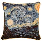 Signare Tapestry Art Cushion Cover Inspired by Vincent von Gogh in Starring Night Design (Starry Night, CCOV-ART-VANGOGH-1)