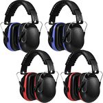 4 Pack NRR 28dB Safety Ear Muffs, Foldable Noise Reduction Safety Ear Protection Adult Noise Cancelling Earmuffs for Shooting (Red and Blue)