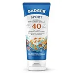 Badger Reef Safe Sunscreen, SPF 40 Sport Mineral Sunscreen, 98% Organic Sunscreen Ingredients, Broad Spectrum, Water Resistant, Zinc Oxide Sunscreen, Unscented, 2.9 fl oz