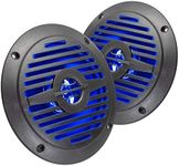 Magnadyne WR4B-LED 5 INCH Water Resistant Dual Cone Speaker with Blue LED Lights (Sold AS A Pair)