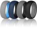 ThunderFit Men Breathable Air Grooves Silicone Wedding Ring Wedding Bands 7.8mm wide, 1.8mm Thick (Black-Grey, Grey-Black, DarkBlue,Black, Grey-SkyBlue Size 12.5-13 (22.33mm))