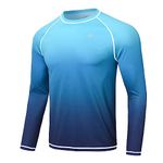 Huayuzh Mens Swim Top Rash Guard Long Sleeve UPF 50+ Quick Dry Breathable Running Sport UV Sun Protection Swimming Shirts Blue Gradient Navy M