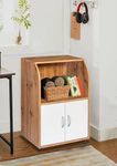 DeckUp Iris Engineered Wood Microwave Cart and Kitchen Cabinet (Wotan Oak & White, Matte Finish)