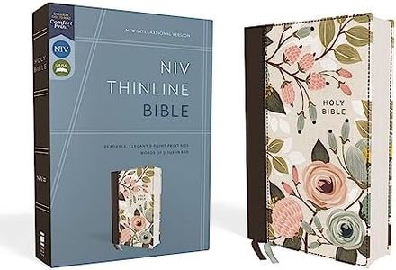 NIV, Thinline Bible, Cloth over Board, Floral, Red Letter, Comfort Print