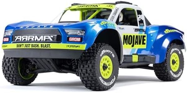ARRMA Mojave Grom Ferngesteuertes Auto, RC Auto 1/18, Brushless Motor über 30 km/h, inkl. Akku und Zubehör, Blau-Weiß, ARA2104T2
