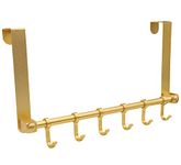 Mairhie Over The Door Hooks Door Hanger, Moving 6-Hooks Over Door Coat Rack for Hanging, Aluminum Heavy Duty Door Organizer for Towel Robe Hat Bag, Behind Back of Door Bathroom (Gold)