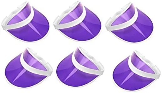 Nicky Bigs Novelties Retro Tennis Beach Plastic Sun Visors Hats, (Pack of 6), Purple, One Size