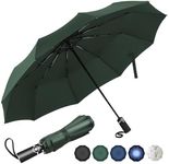 Sheyuinch Travel Umbrella Windproof- Automatic Open Close Folding Umbrella, Compact and Lightweight Rain Umbrellas with 10 Strong Ribs (Green1)