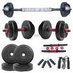 Artino Adjustable Dumbbells, 8Kg to 20Kg Free Weight Set with Connector Rod, 3 in1 Dumbbells Set with Accessories For Fitness Exercises & Home Gym Suitable Men/Women