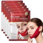 5pcs V-Line Lifting Collagen Face Mask – Double Chin & Neck Firming Treatment with Hyaluronic Acid, Aloe Vera & Cica – Visible Contouring & Firmer Skin Feel