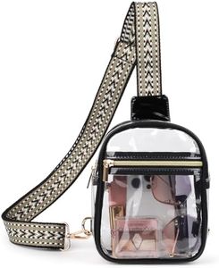 Bunnychill Clear Sling Bag Stadium Approved Fanny Pack Cross Body for Women Men Transparent Chest Crossbody Purse With Adjustable Guitar Straps for Sports, Events, Concerts
