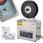 CGOLDENWALL 6L Vinyl Record Ultrasonic Cleaner Max. 6 Discs 70-180W Power Adjustable- 0-30 Min Timer- Automatic Rotary- Heating Function for 7/10/12" Record (Dry Rack&Basket&Manual incl.)