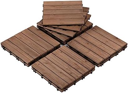 Yaheetech Lot de 44 Dalles de Terrasse Clipsable 30 cm × 30 cm, Dalles de Jardin en Bois de Sapin Convient pour 4 mètre carré, pour Intérieur Extérieur Patio Balcon Piscine 44 pièces
