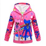 Borui Kids Game Poppy Playtime Boys Hoodie Zipper Sweatshirts 3D Printing Casual Graphic Huggy Wuggy Grls Hoody Top (140, Rose) 7 Years