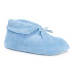 MUK LUKS Women's Micro Chenille Boot with Satin Bow Slipper, Blue Mist, Medium UK