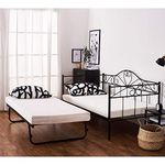 Panana 2 Styles Metal Bed Frame Day Bed 3ft Single Sofa Guest Bed Black/White New (Style2 Daybed+Trundle, Black)