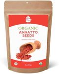 SPICY ORGANIC Annatto Seeds Whole 8 Oz. – USDA Certified Organic - All-Natural Achiote Seeds Spice and Seasoning for Rice, Cheese, Sauces, Achiote Paste, Recado Rojo, Meats, Poultry and Fish.