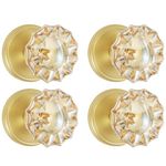 SHINY HANDLES 4 Pack Satin Brass Dummy Door Knob Set Champagne Glass Crystal Gold Door Knobs