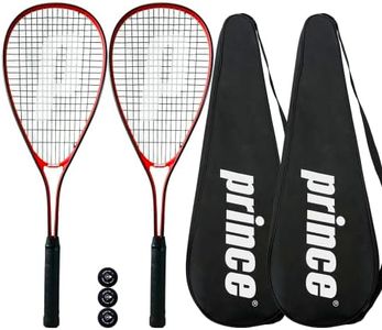2 x Prince Power Ti Squash Rackets + Covers + 3 Squash Balls (Various Options) (Warrior)