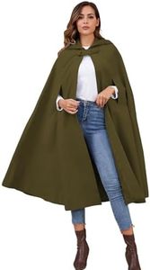 Gihuo Cape Poncho Women's Hooded Maxi Cloak Coat Winter Warm Long Cloak Cosplay Costumes Outerwear (Army Green, One Size)