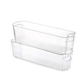 Golden bird Clear Plastic Pantry Organizer Bins Set,Food Storage Bins with Handle For Refrigerator,Fridge,Cabinet,Kitchen,Countertops,Cupboard,BPA free (14.5" L x4.5” W x 3.8” H, 8)