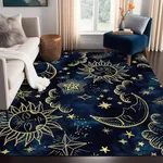 FUYEUN 4' x 6' Sun and Moon Rug Celestial Star Area Rugs for Girls Boys Women Bedroom Dorm Living Room Bohemian Galaxy Floor Mat Pad Doormat Carpet Decor