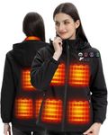 ARRIS Heated Jacket for Women, Electric Heating Warm Coat with 7.4V Rechargable Battery/8 Heating Areas Black