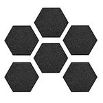 Navaris Hexagon Felt Board Tiles - Set of 6 Notice Memo Bulletin Boards with Push Pins Pack 5.9 x 7 inches (15 x 17.7 cm) - Dark Grey