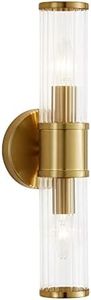 Epinl Vintage Wall Sconces Lighting, 2-Lights Wall Sconce Rustic Wall Light Fixture Indoor Gold Wall Lamp with Glass Lampshade and E14 Bulb Socket , Wall-Mounted Lamps for Bathroom Bedside Porch.