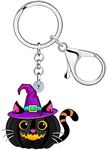 DUOWEI Cute Halloween Black Cat Keychain Key Chain Cat Car Accessories for Women Teen Girls Charms Cats Gifts (Cat E)