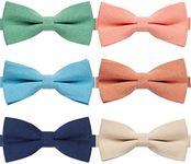 AUSKY Elegant Adjustable Pre-tied bow ties for Men Boys in Different Colors（1&4&5&6&8 Pack for option (Solid B)