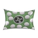 Poeticcity White Golf Balls on Green Missed Target Silky Satin Pillowcase for Hair and Skin, Cooling Silk Pillow Cases, Soft Slip Bed Pillow Cover, Queen Size 20x30 inches