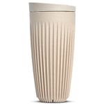 HUSKEE Coffee Cups with Lids - Reusable Coffee Cup with Unique Fins for Espresso, Cappuccino, Americano, Mocha - Insulated & Portable Latte Cups Made with Repurposed Coffee Husks (Natural, 16oz)