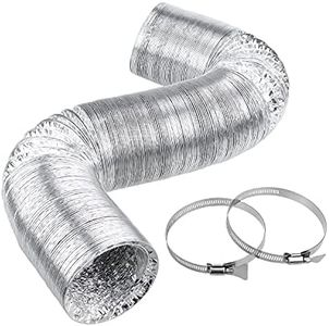 Cenipar Dryer Vent Hose 4 inch Ducting Vent Hose Flexible Aluminum Foil Non-Insulated (4 inch 10 feet) with 2 Clamps