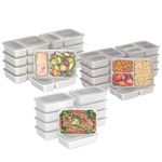 Bentgo® Prep 60-Piece Meal Prep Kit - Reusable Food Containers 1-Compartment, 2-Compartment, & 3-Compartments for Healthy Eating - Microwave, Freezer, & Dishwasher Safe (White Stone), BGPRPAK3-WS