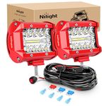 Nilight LED Light Bar 2PCS 60W 4Inch Triple Row Spot Flood Combo Lights w/Wiring Kit for Fog Light Driving Light Work Light on Off-Road Truck SUV ATV UTV, 2 Years Warranty