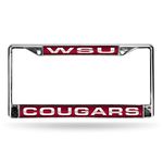 Rico Industries NCAA Washington State Cougars Laser Cut Inlaid Standard Chrome License Plate Frame (FCL490101)