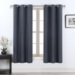 Rama Rose 100% Blackout Linen Curtain for Bedroom Window, Full Light Blocking Burlap Grommets Thermal Insulated Room Darkening Drapes for Living Room, 36 x 63 Inch, 2 Panels, Charcoal