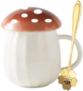 Yalucky Kawaii Cute Mushroom Mug Tea Cup Set Mushroom Stuff for Milk Coffee Tea Cup Mug with Lid Gifts for Girl Women Birthday Christmas Home Decor (Brown)